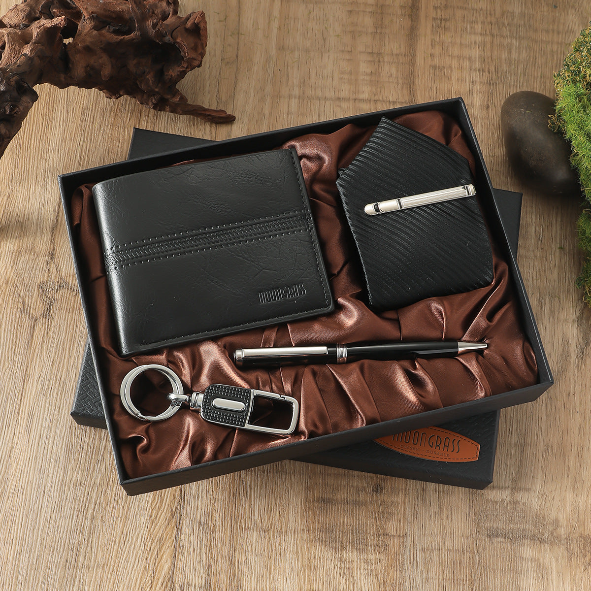 A04988 Men's Watch Belt suit Glasses Belt Wallet Keychain Large Dial Quartz Watch Gift