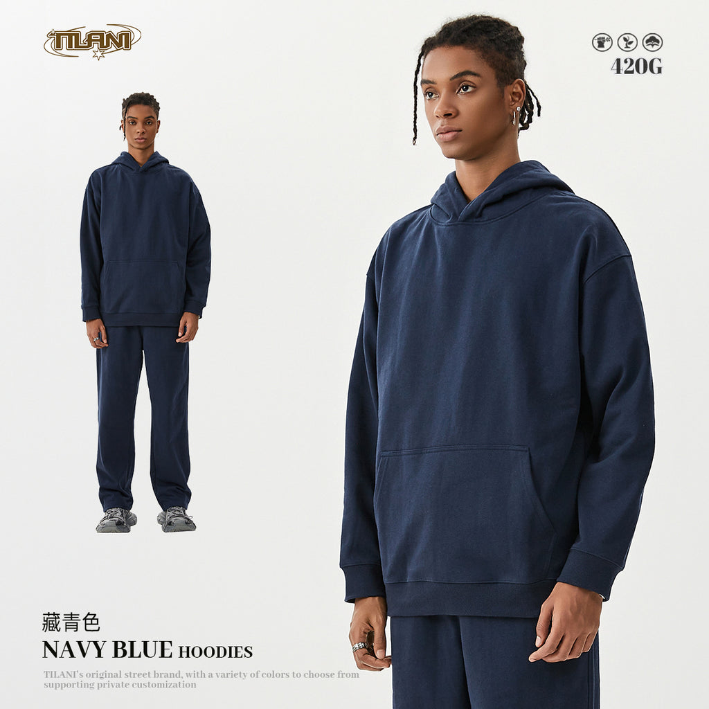 TILANI 2025 Heavy Terry Sweater Pants American Style Trendy Brand Solid Color Trendy Men's suit Hoodie Straight Pants