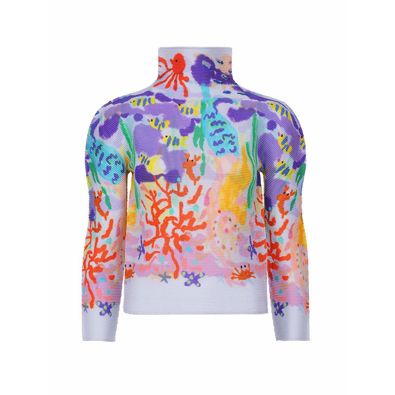 Miyake Counter Tops Women's High-End Pleated Women's Clothing New Long-Sleeved T-Shirts Women's Clothes Thin T-Shirts