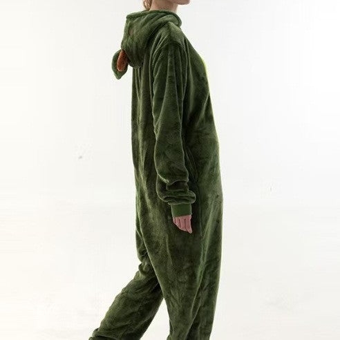 Spring, Autumn and Winter Adult Flannel Pajamas, Toilet Version, Men's and Women's Pajamas, One-Piece Cartoon Home Clothes, Can Be Worn Outside