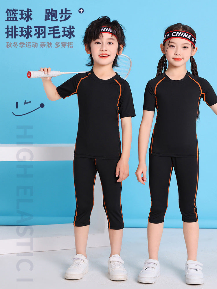 Children's Jump Rope Competition Quick-Drying Training Suit Custom Set, Tight-Fitting Clothing for Running, Football, Basketball, Comfortable Sportswear