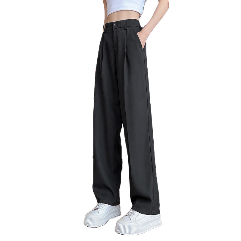 2025 High-End Thin Draped Trousers for Men and Women, Loose Straight Black Casual Long Trousers, Elastic Suit Trousers