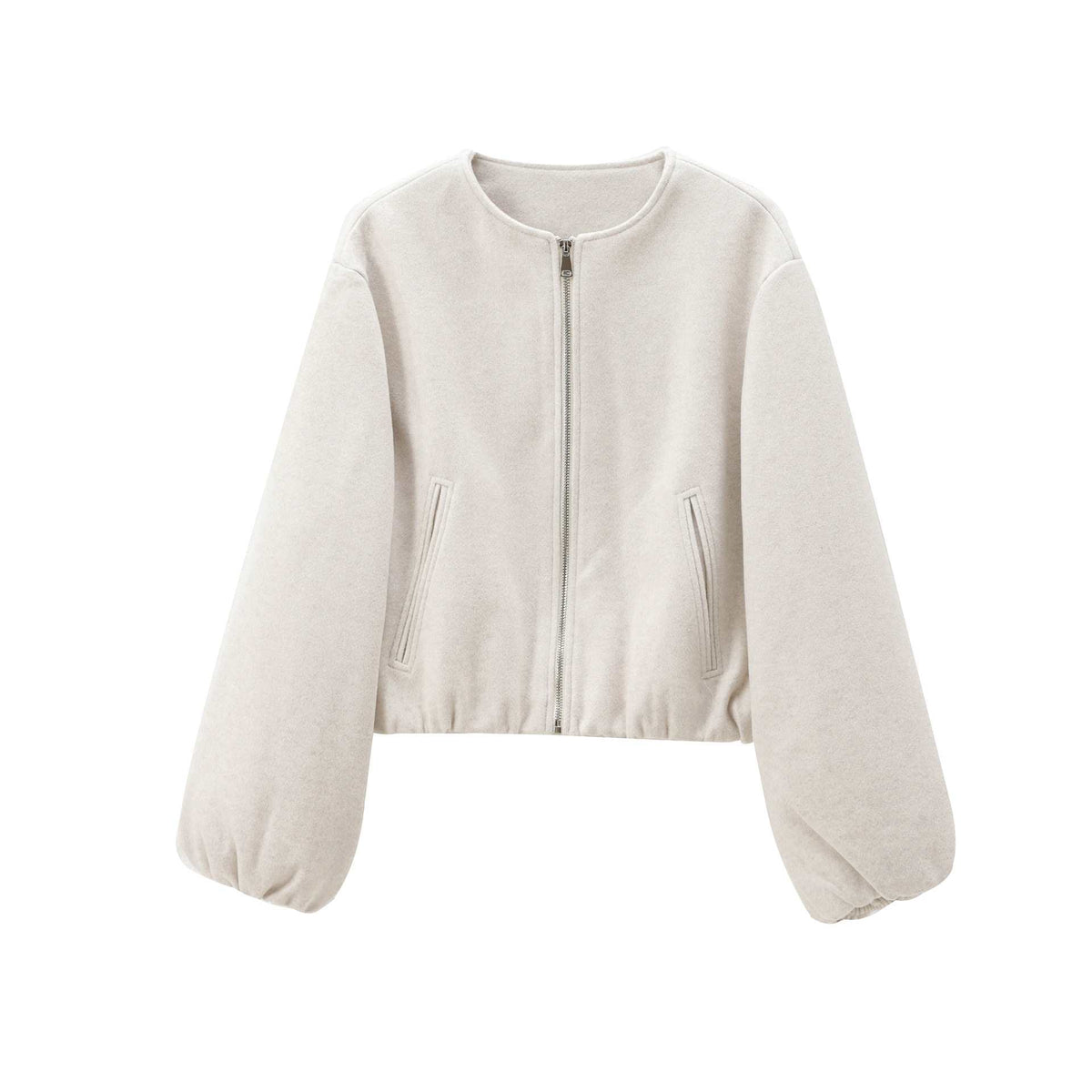 Jacket Soft Foreign Trade Spring New Women's European and American Style Short Round Neck Pilot Zipper