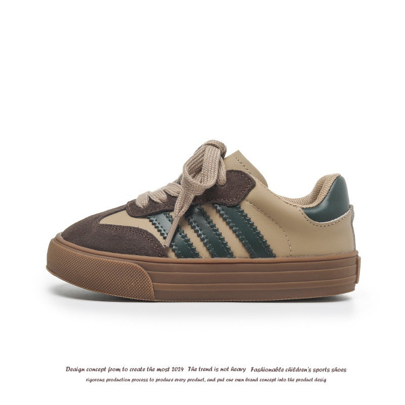 Children's Sports Shoes 2026 Spring and Autumn New Model Boys' Sneakers Breathable White Casual Shoes Kids' German Training Shoes