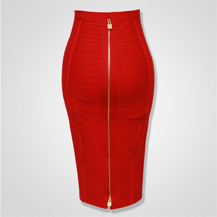 European and American Cross-Border Skirts for Women, High-Waisted Knee-Length Elastic One-Step Skirts, Knitted Hip-Hugging Skirts, Slim Bandage Skirts