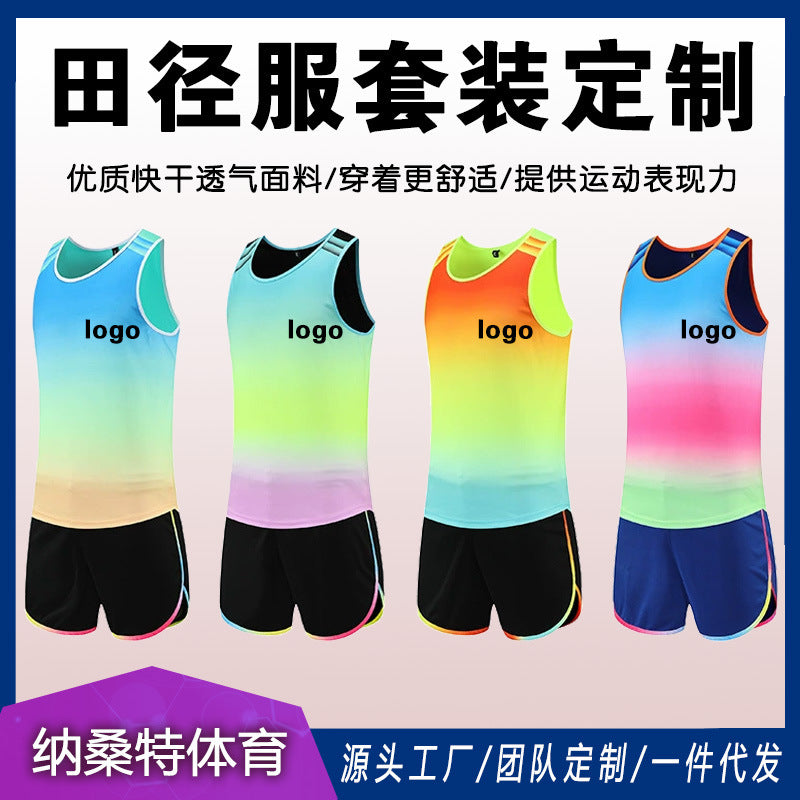 Track and Field Clothing Customized Sports Student Sprint Competition Training Clothing Printed with Logo Marathon Running Vest Sportswear Printed Number