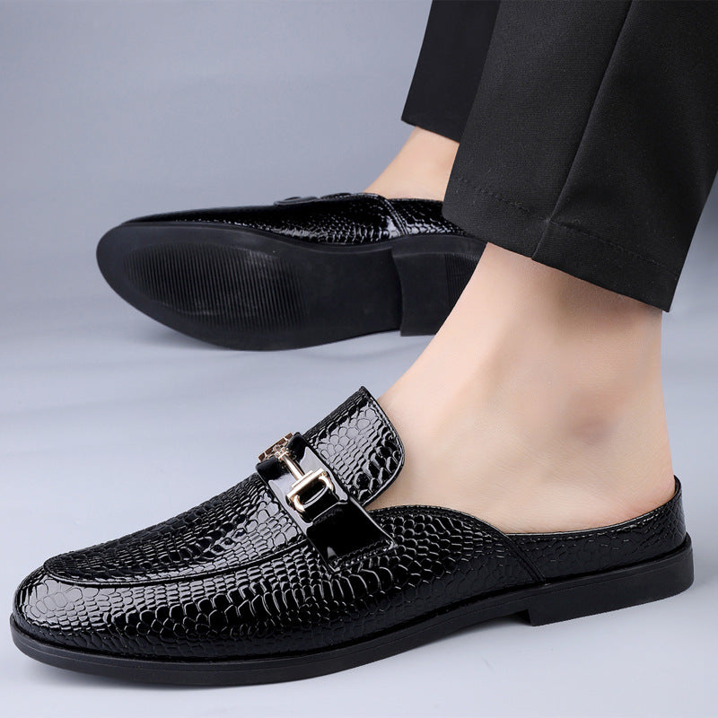 Cross-Border Large Size Men's Loafers, 26 Styles, Summer Fashion Trend, Breathable Slip-On Men's Snake Print Half-Slip Loafers