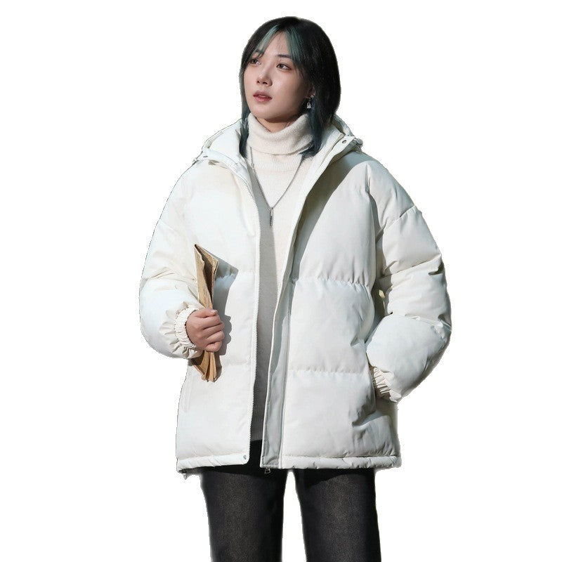 Cross-Border Cotton-Padded Jackets for Men and Women, Winter Loose Hooded Cotton-Padded Jackets, Pure Color Bread Jackets, Cotton-Padded Jackets, Warm Couple Jackets for Men