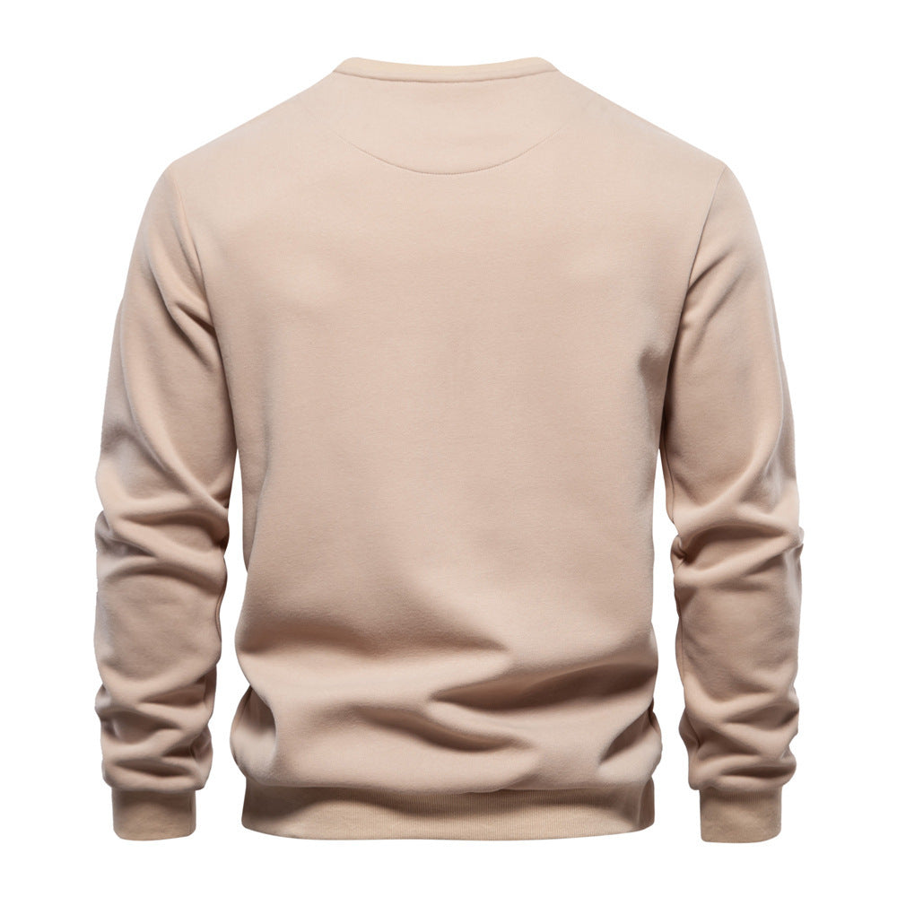 Autumn New Style Long-Sleeved Solid Color Sweatshirt Trendy Men's Loose Casual Versatile Round Neck Sweatshirt Men's Black