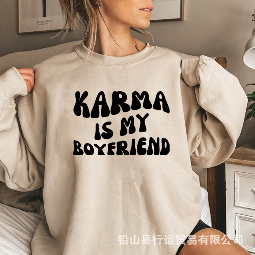 Fashionable Long-Sleeved Sweatshirt for Women 2023 Autumn and Winter New Loose Sweatshirt Letter Printed Round Neck Sweatshirt for Women