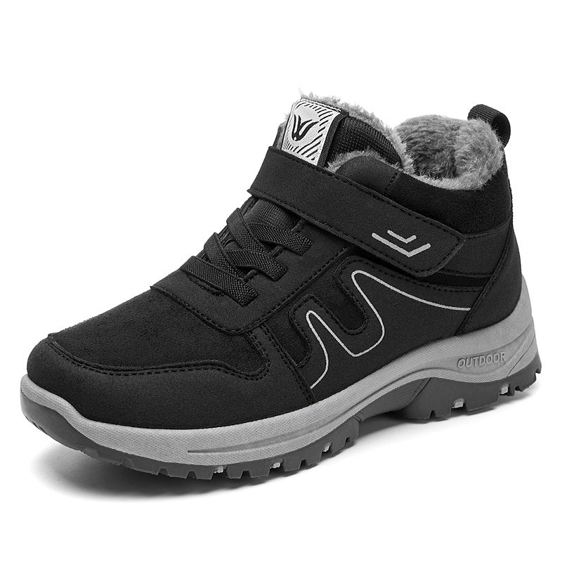 Cotton Shoes, Snow Boots, Winter Velcro Women's Boots, Fleece-Lined and Thickened Cotton Boots, Thick-Soled Warm Short Boots, Outdoor Comfortable Boots