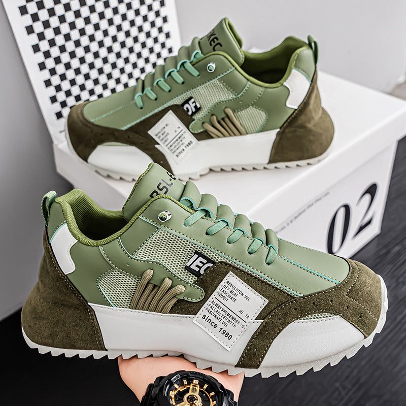 2025 Men's Shoes Autumn Breathable Versatile Slip-On Sneakers Casual Board Shoes Running Thick-Soled Height-Increasing Dad Shoes