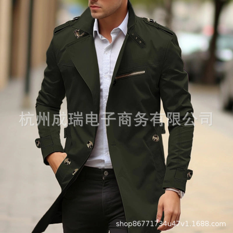 Independence War New European Size Men's Single-Breasted Windbreaker Jacket Outdoor