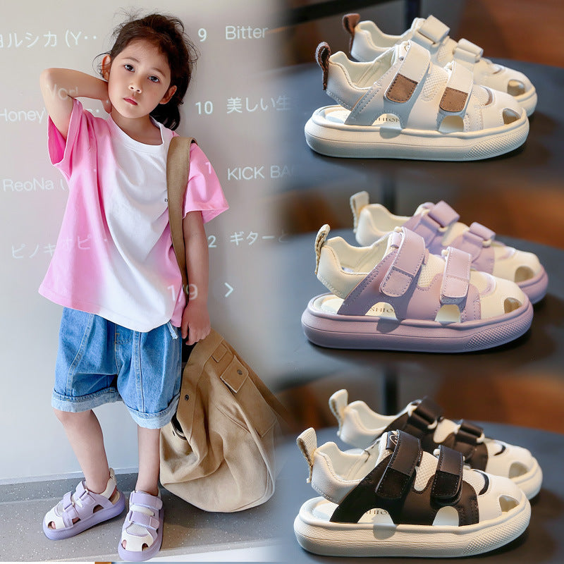 Children's Sandals 2026 Summer New Style Boys' Casual Shoes Korean Style Mesh Shoes Girls' Closed-Toe Anti-Kick Beach Shoes