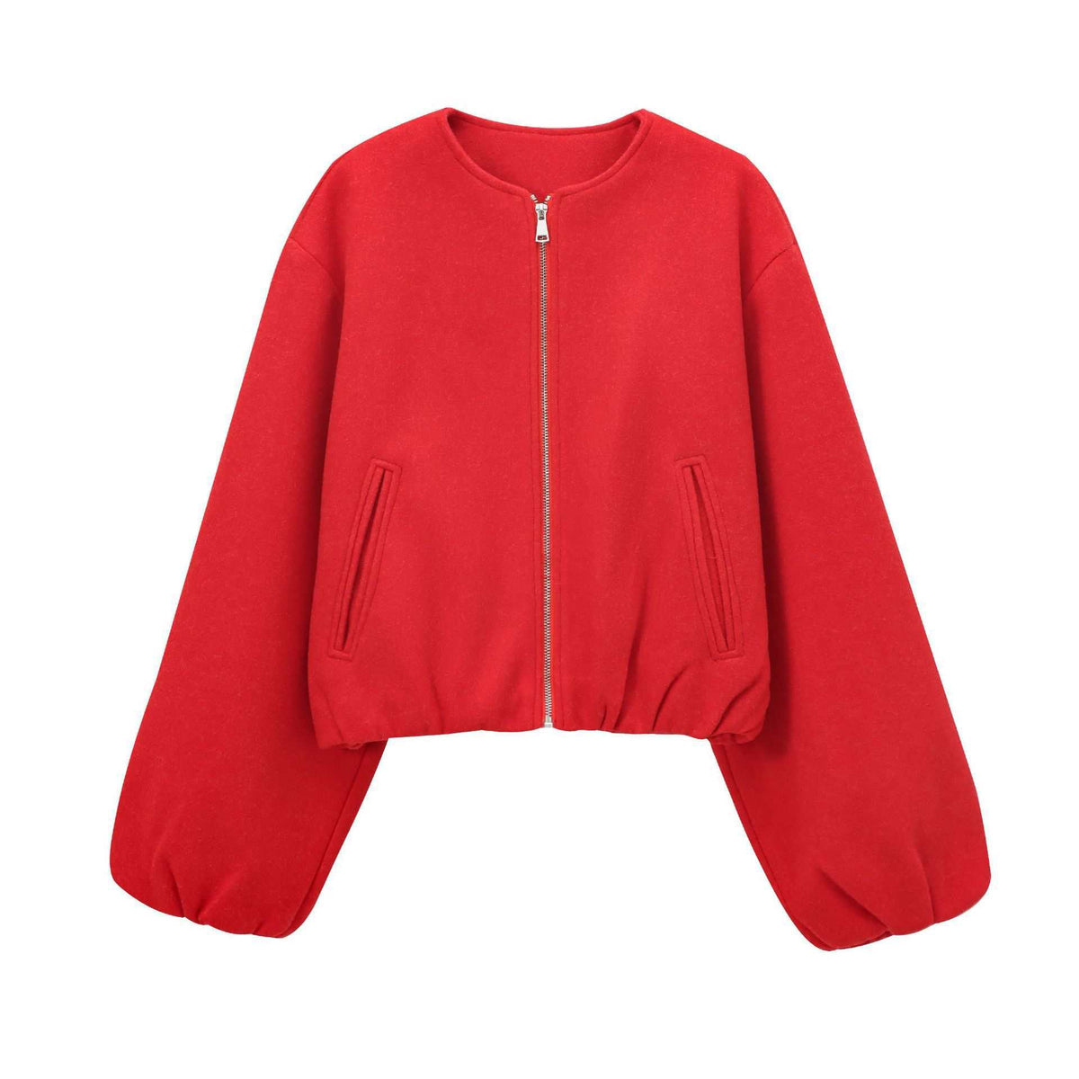 Jacket Soft Foreign Trade Spring New Women's European and American Style Short Round Neck Pilot Zipper