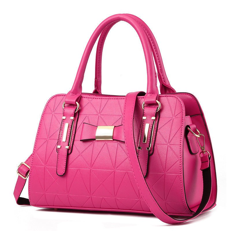 Bow women's bag embossed handbag foreign trade large capacity shoulder bag wholesale messenger bag simple mother bag