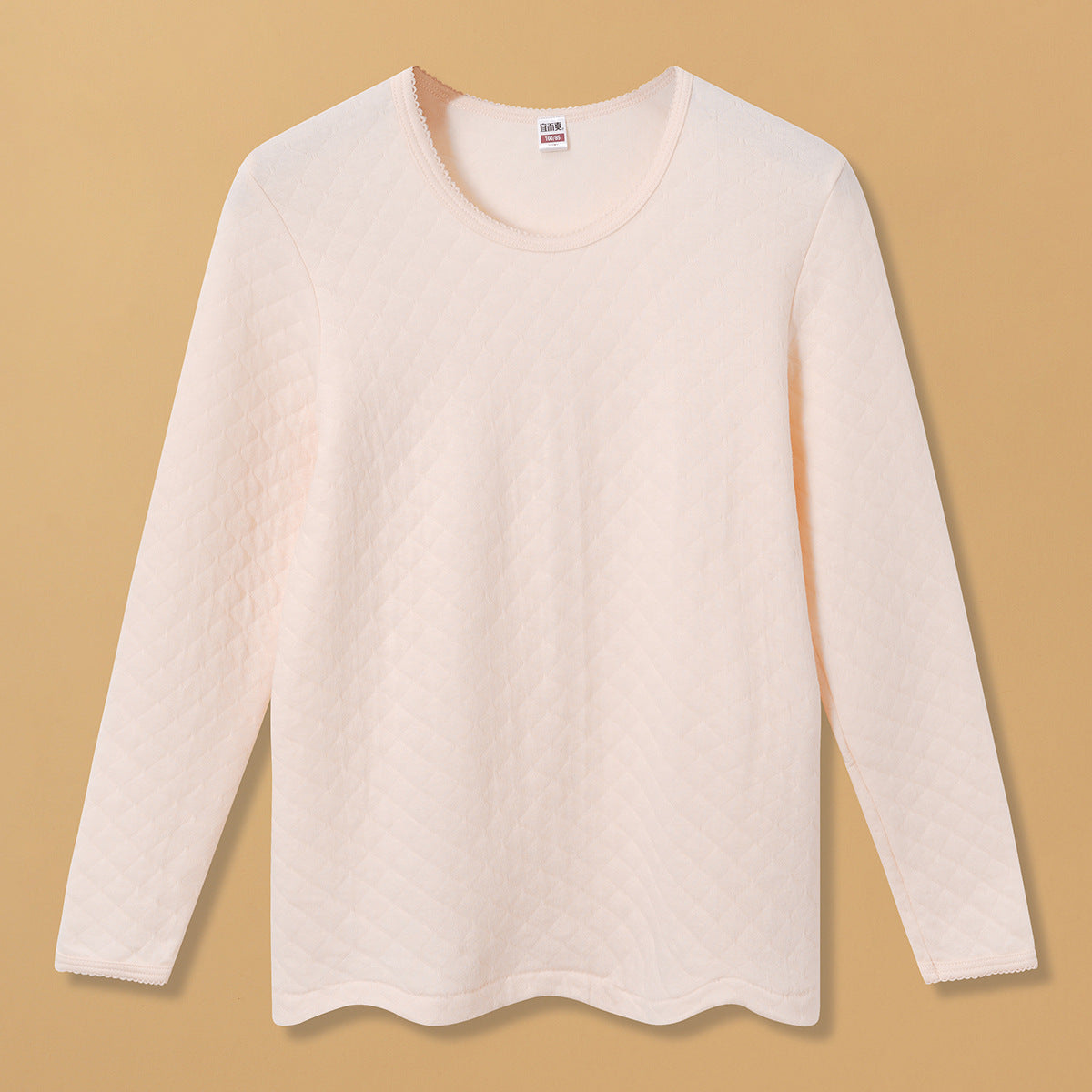 Yiershuang Men's and Women's Warm Cotton Single-piece Three-layer Round Neck Long-sleeved Shirt Trousers Air Cotton Thermal Underwear Thickened