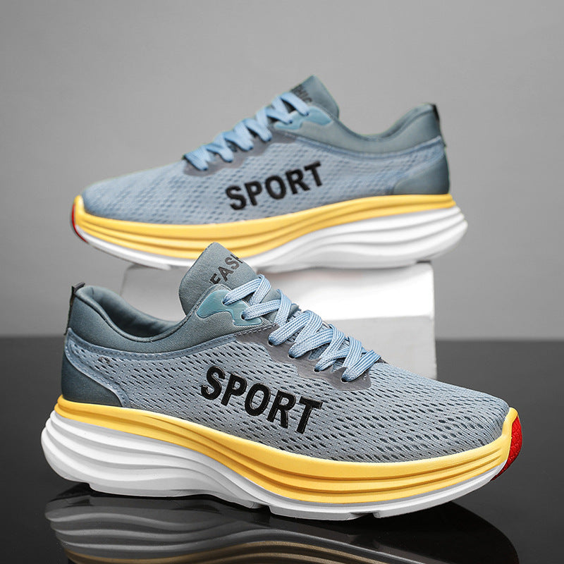 Breathable Low-top Sneakers Men's Summer New Arrival Lightweight Thick-soled Wear-resistant Casual Shoes All-match Trendy Running Shoes