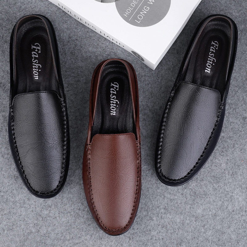 2026 Spring Men's Loafers Genuine Leather Men's Casual Shoes Large Size Breathable Shoes for Men