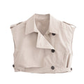 Cross-border Amazon Explosions Wholesale Spring New Lapel Single-breasted Sleeveless Trip Belt Short Top Short Culottes