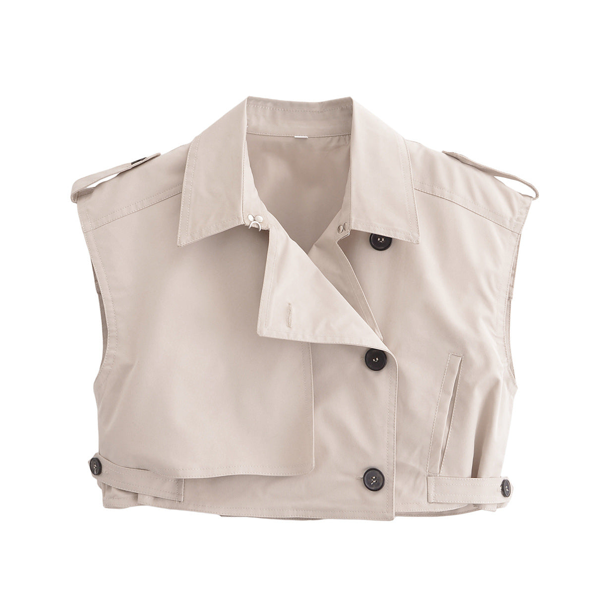 Cross-border Amazon Explosions Wholesale Spring New Lapel Single-breasted Sleeveless Trip Belt Short Top Short Culottes