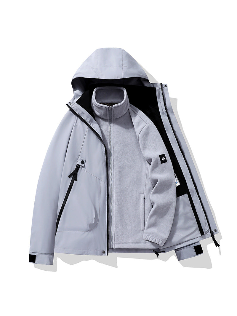 Jacket for Autumn and Winter, 25 Styles of Warm Coats, Windproof and Waterproof Outdoor Jackets, Detachable Two-Piece Set, Couple's Hiking Clothing