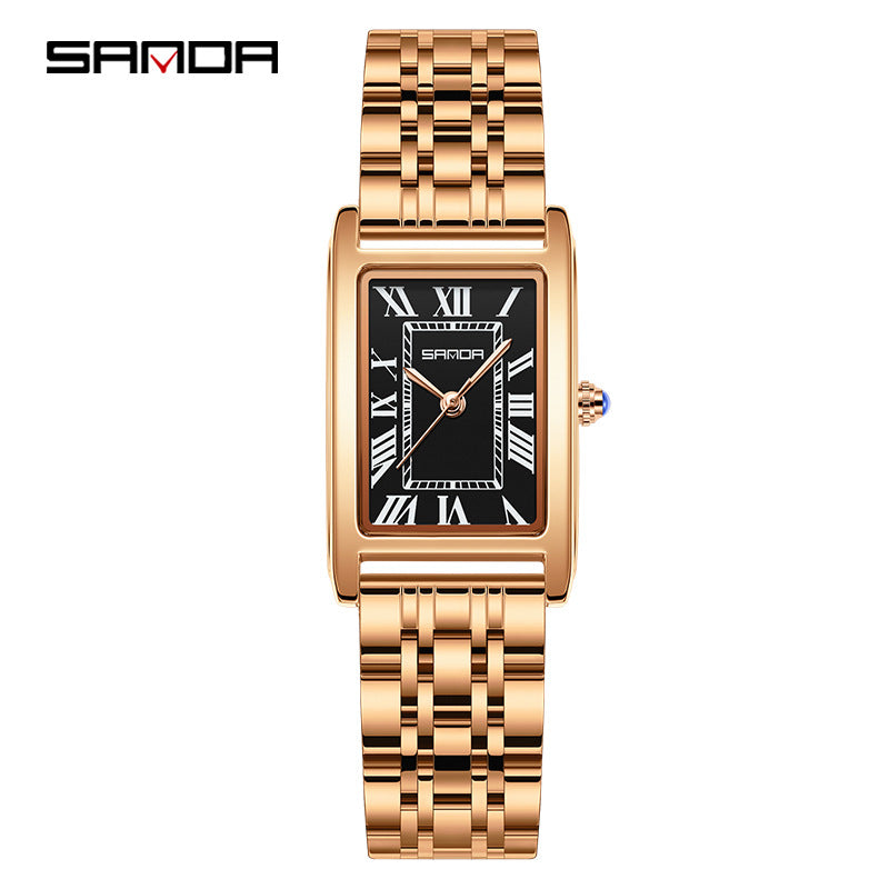 Sanda Live Hot Couple Watch Vintage Square Quartz Watch Waterproof Roman Scale Men's and Women's Watches