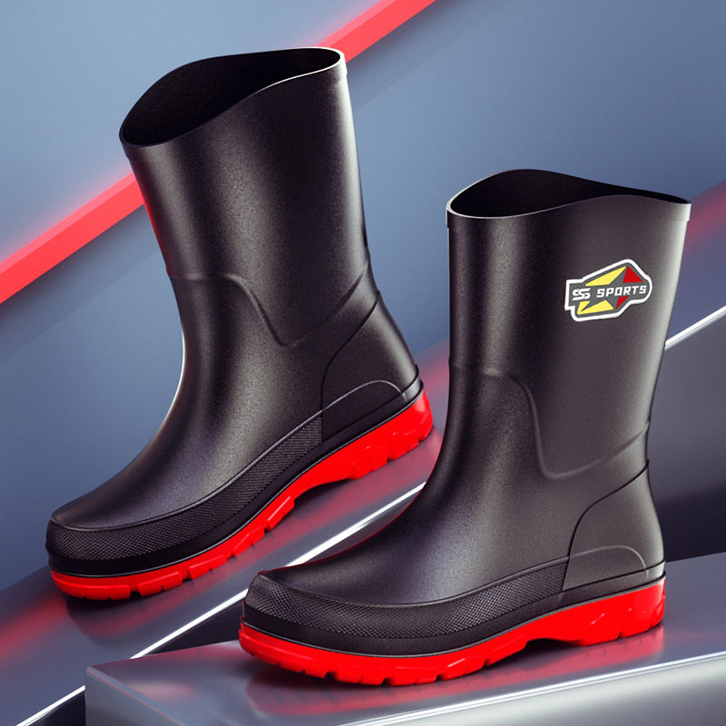 Fashionable 25 High Rain Boots Black Men's Rain Boots Cross-Border Environmentally Friendly Large Size 39-48 Wading Rubber Shoes Non-Slip Fishing Boots