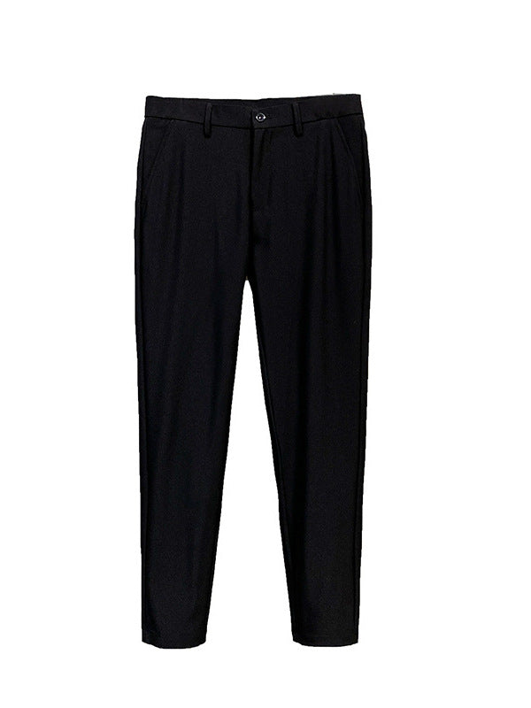 Korean Style Small Western Trousers Men's Autumn and Winter Business Slim-fit Straight Ankle-length Pants 2024 New Arrival Light Luxury Suit Trousers