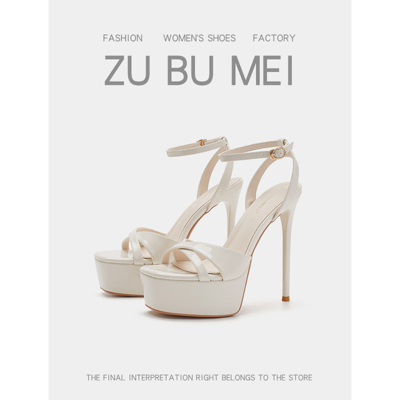 1488-6 Sexy Open-Toe Platform High Heels for Women with Square Toe and Stiletto Heels That Are Not Tiring for Feet and High-Heeled Sandals for Going Out