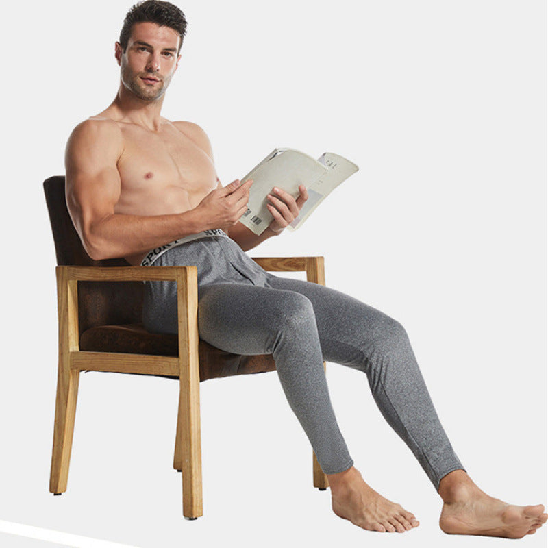 Men's Slim-Fit Winter Fleece Thermal Pants Thin Single Pants Men's Inner Wear Base Knit Pants Youth Sleep Pants