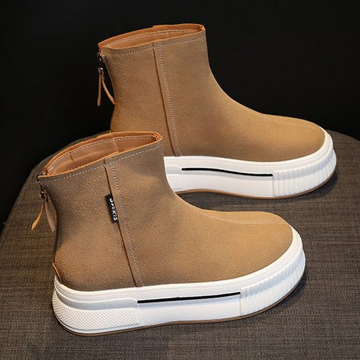 Short Boots for Women, Autumn and Winter Single Boots, 2025 New Thick-Soled Women's Shoes, New Versatile Casual Zipper Slip-On Boots