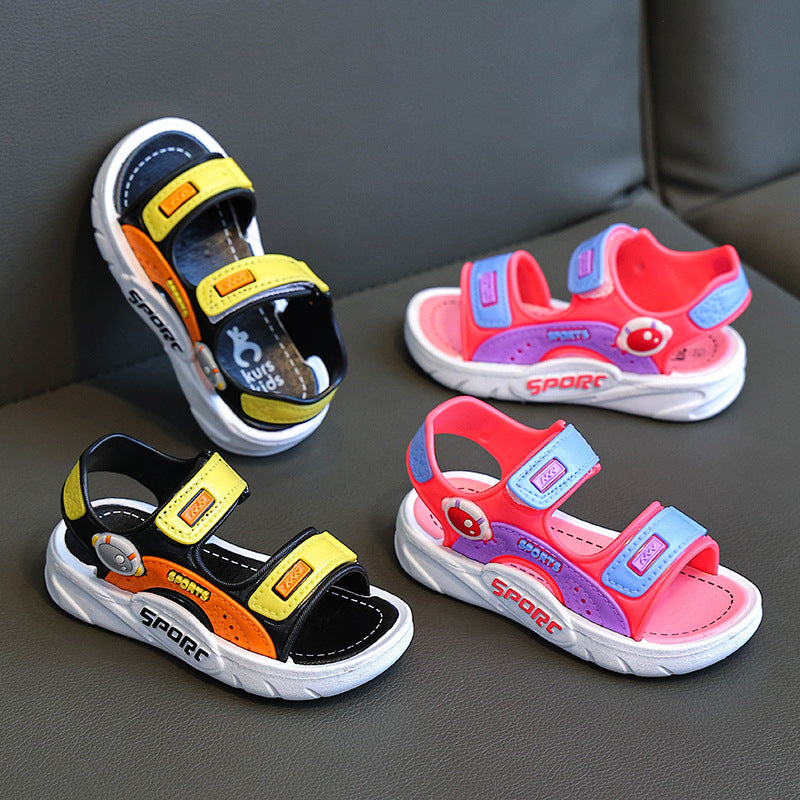 Boys Sandals 2024 New Summer Children's Shoes Small Medium Large Children's Soft Sole Little Boy Baby's Beach Shoes Trendy Shoes