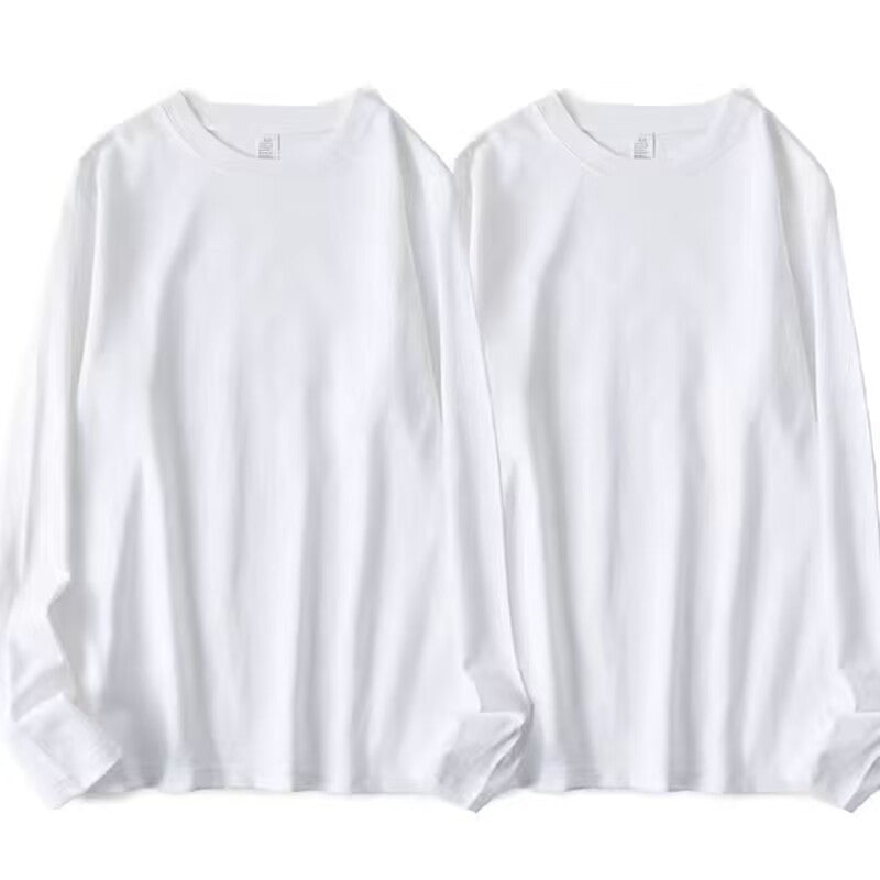Cotton Heavyweight Long-Sleeved T-Shirt Pure Color Men and Women Same Style Spring & Fall Inner Wear Couple Style Bottoming Shirt
