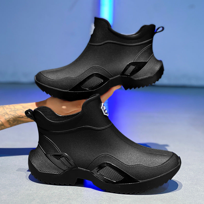 New Rain Boots Short-Tube Men's Adult Waterproof Shoes Women's Rain Boots Non-Slip Wear-Resistant Rubber Shoes Kitchen Fashion Fishing Water Boots