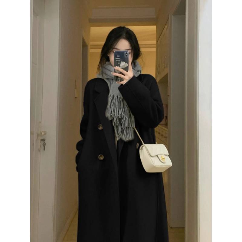Down Jacket with Wool Lining, Women's Mid-Length Woolen Coat, 2025 Autumn and Winter New Long Woolen Coat for Petite Women