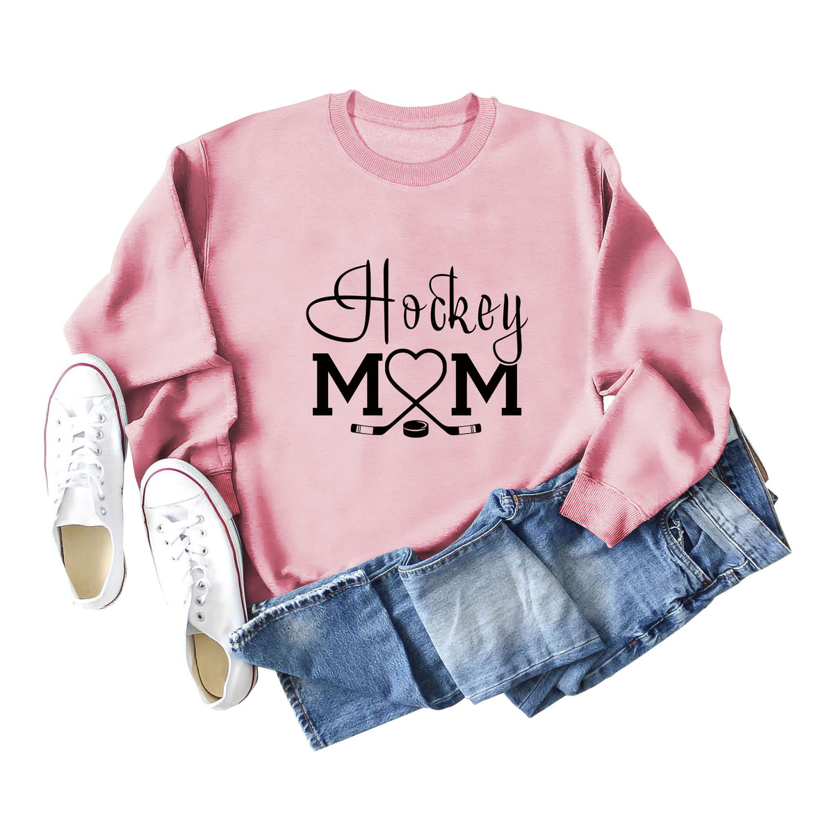 Amazon Wish Independent Station Fashionable Simple Hockey Mom Letter Fun Printed Women's Casual Sweatshirt