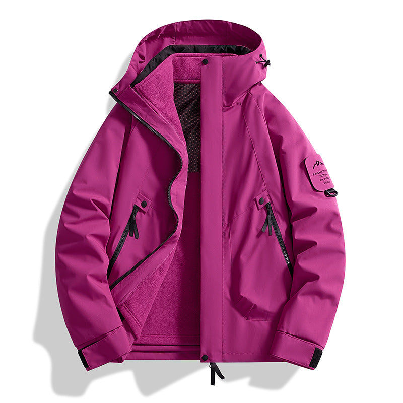 Jacket for Autumn and Winter, 25 Styles of Warm Coats, Windproof and Waterproof Outdoor Jackets, Detachable Two-Piece Set, Couple's Hiking Clothing