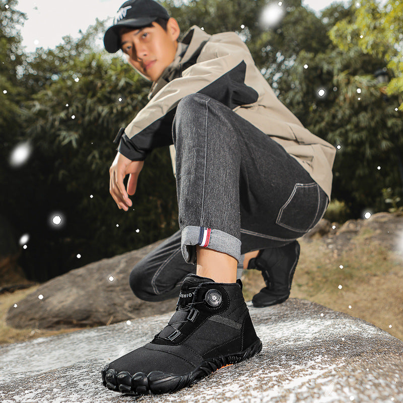 Outdoor Winter Men's and Women's fleece-lined Five-Finger High-Top Cotton Shoes Warm Boots Casual Wear-Resistant Snow Boots Thickened Couple's Shoes