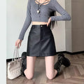 Brown Leather Skirt Hip-Covering Skirt for Women 2025 Autumn and Winter New High-Waisted Large Size Pu Leather Small A-Line Skirt