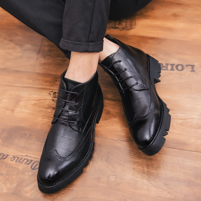Men's Leather Boots Autumn and Winter New Men's Ankle Shoes Fashion British Style Business Leather Shoes Vintage fleece-lined Trendy Ankle Boots