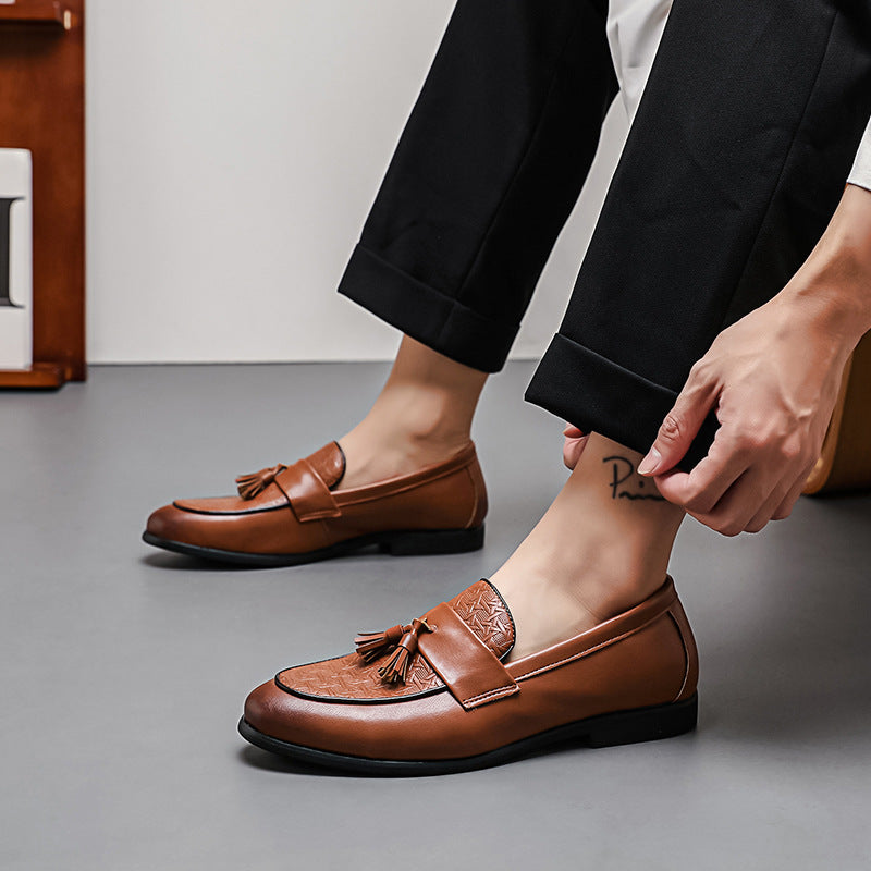 Men's Loafers Cross-border plus size New Style Leather Shoes Fashion British Men's Business Tassel Leather Shoes Slip-on Leather Shoes