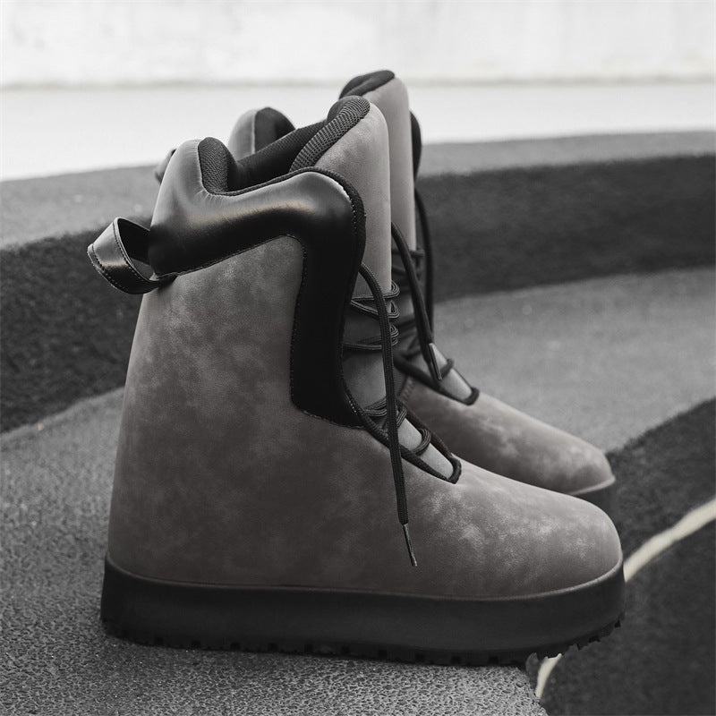 Cross-border 2025 New Men's Shoes Autumn High-top Niche Gypsum Boots Thick Sole Bread Casual Boots Y01