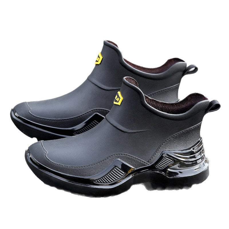 Spring and Autumn Fashion Men's Short Rain Boots, Sports Style Men's Waterproof Shoes, Rubber Shoes, Thickened and Widened Non-Slip Men's Foreign Trade Rain Boots