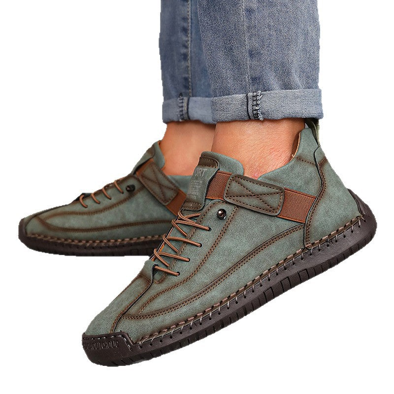 Spring and Autumn New Fashion Couple Leather Boots Outdoor Casual Men's and Women's Large Size Short Boots Foreign Trade Hand-Sewn Men's Boots