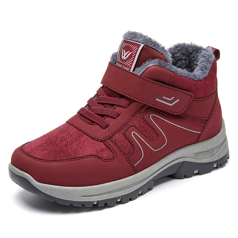 Cotton Shoes, Snow Boots, Winter Velcro Women's Boots, Fleece-Lined and Thickened Cotton Boots, Thick-Soled Warm Short Boots, Outdoor Comfortable Boots