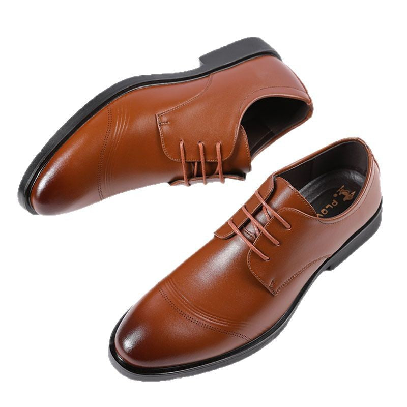 2025 Spring and Autumn Formal Business Men's Height Increasing Leather Shoes Invisible Height Increasing 6cm Men's Shoes Single Shoes Men's Wedding Shoes