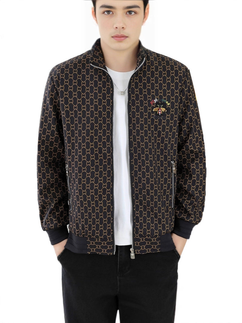 Autumn and Winter Men's Jackets, Warm Cotton Jackets, Young Men's Trendy Printed Baseball Jackets