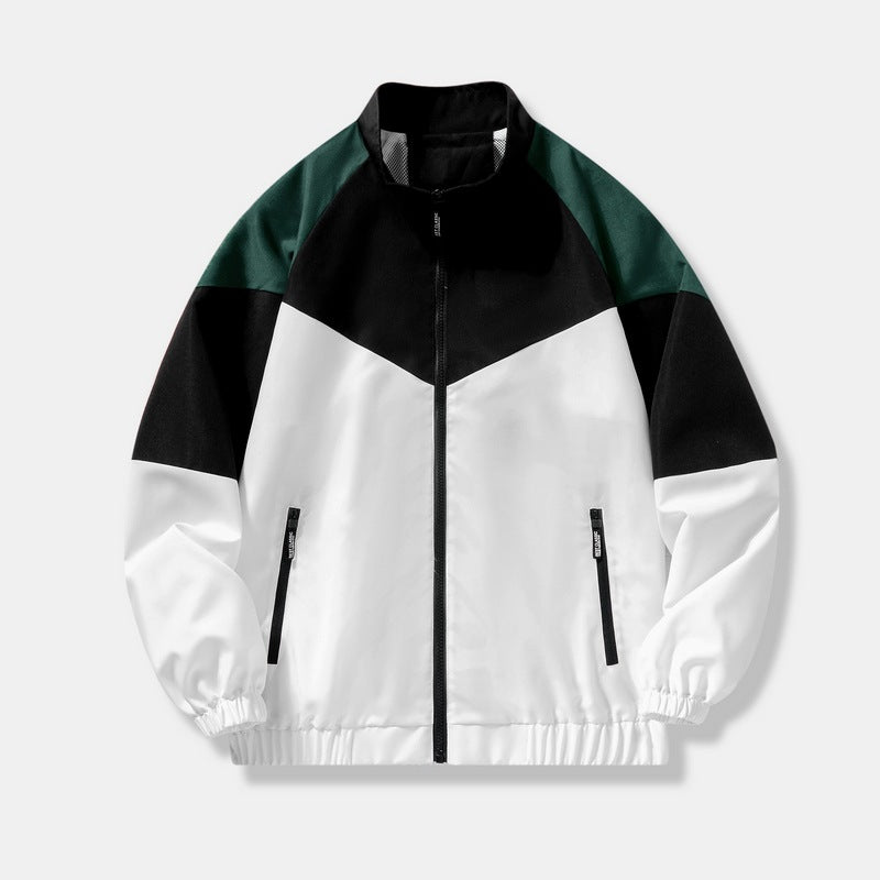 2023 Spring and Autumn Men's / women's Jacket Casual Sports Youth Stand Collar Color Block Fitted Coat Men's Breathable Long Sleeve
