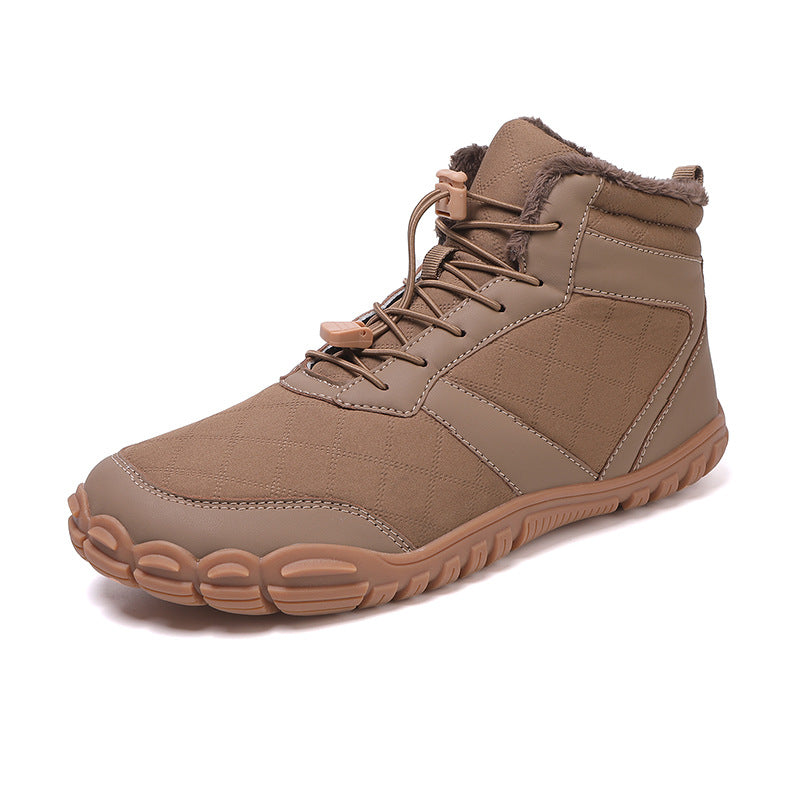 Winter Outdoor Waterproof Cotton Shoes with Velvet and Thickeneding to Keep Men's Hiking Shoes Snow Boots Non-Slip and Wear-Resistant Mid-Calf Cotton Boots